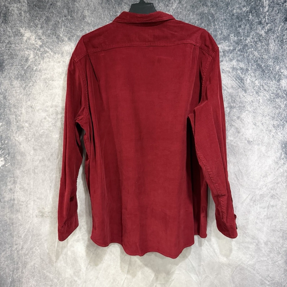Vintage LL Bean Corduroy Long Sleeve XL Dark Red Long Sleeve Button Shirt - Picture 3 of 8